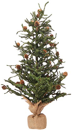 Product Cover Vickerman Carmel Colored Pine Tree with Pine Cones and 684 Tips with Burlap Base, 30-Inch Xmas Tree