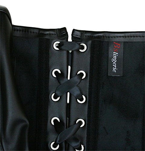 Product Cover Bslingerie Womens Faux Leather Zipper Front Bustier Corset (S, Black)