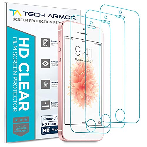 Product Cover Tech Armor High Definition Clear PET Film Screen Protector (Not Glass) for iPhone 5/5C/5S/SE (Pack of 3)