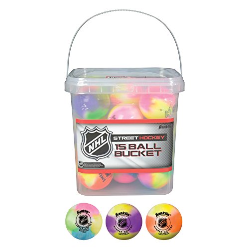 Product Cover Franklin Sports Street Hockey Balls - Official-Size Balls for Street Hockey - 15 Pieces Plus Carrying Bucket - Assorted Colors