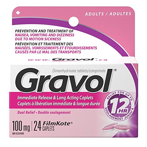 Product Cover Dual Relief 12 Hour Long Lasting GRAVOL (24 caplets) Antinauseant for NAUSEA, VOMITING, DIZZINESS & MOTION SICKNESS
