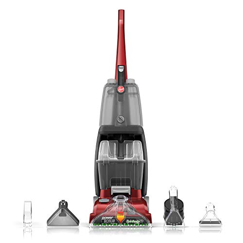 Product Cover Hoover Power Scrub Deluxe Carpet Cleaner Machine, Upright Shampooer, FH50150, Red