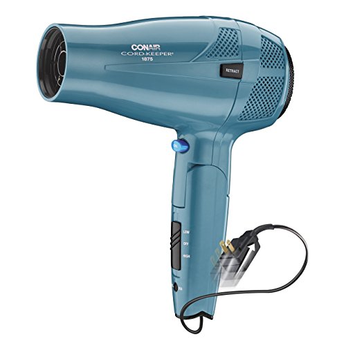 Product Cover Conair 1875 Watt Cord Keeper Hair Dryer with Folding Handle and Retractable Cord, Travel Hair Dryer, Teal
