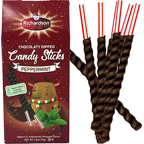 Product Cover Peppermint Poles Chocolate Dipped Reception Candy Sticks (All Natural) - 21 Sticks Box