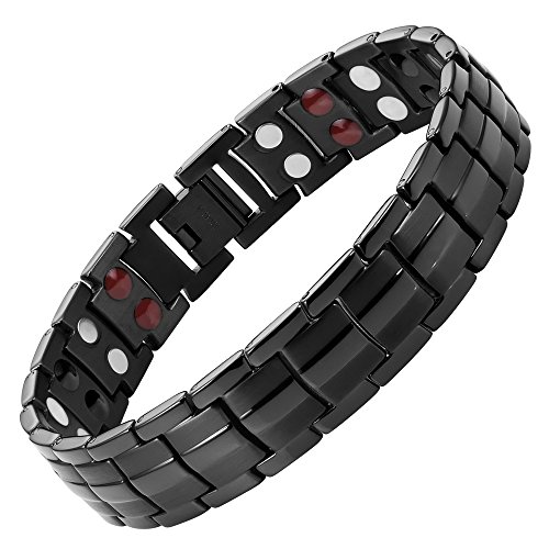 Product Cover Willis Judd Double Strength 4 Element Titanium Magnetic Therapy Bracelet for Arthritis Pain Relief Black Colour Adjustable