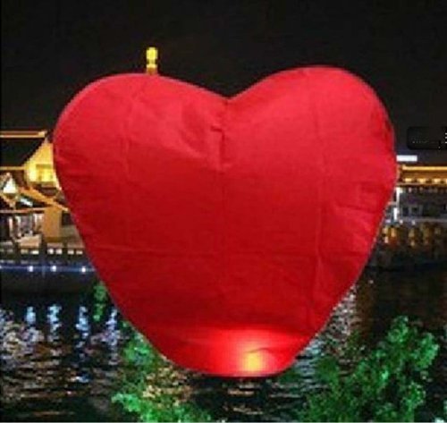 Product Cover 10 PCS Sky Chinese Lanterns Flying Paper Wish Wishing Balloon Heart-shape for Wedding Festival Xmas Christmas Party