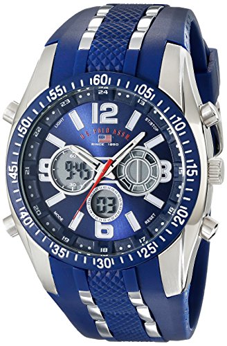 Product Cover U.S. Polo Assn. Sport Men's US9284 Blue and Silver-Tone Analog/Digital Chronograph Watch