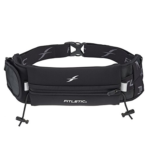 Product Cover Fitletic Ultimate II Race Belt (Running Belt) - Black | Patented No Bounce Technology for Marathon, Triathlon, Ironman, Trail, 5K, 10K | Sport Belt | N04-01