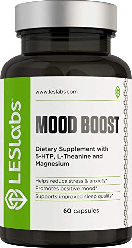 Product Cover LES Labs Mood Boost, Anxiety Relief Supplement, Stress Relief, Mood Enhancer & Sleep Aid with 5-HTP, Ashwagandha, Rhodiola Rosea & GABA, 60 Capsules
