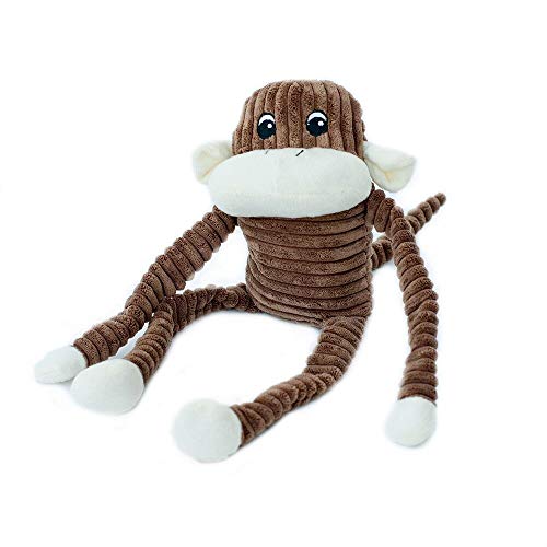 Product Cover ZippyPaws - Spencer The Crinkle Monkey Dog Toy, Squeaker and Crinkle Plush Toy - Brown, Large