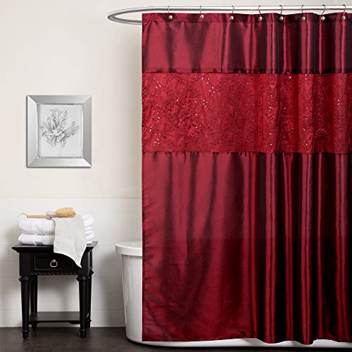 Product Cover Lush Decor Maria Shower Curtain | Fabric Shimmery Solid Color Design for Bathroom, 72