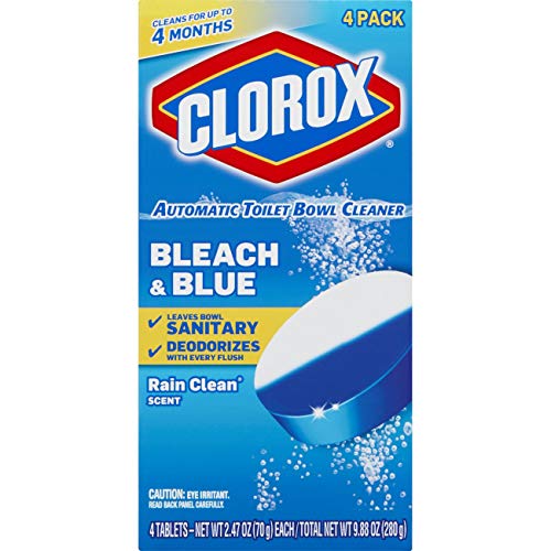 Product Cover Clorox Automatic Toilet Bowl Cleaner Tablets, Bleach & Blue - Rain Clean - 4 Count