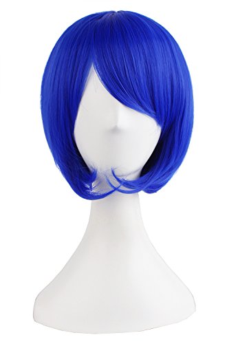 Product Cover MapofBeauty Fashion Girl Natural Short Straight Wigs Diagonal Bangs Wigs-Navy Blue-Ladies