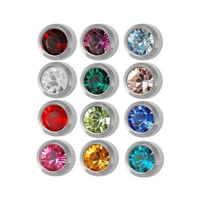 Product Cover Surgical Steel 4mm Ear piercing Earrings studs 12 pair Mixed Colors White Metal by Caflon