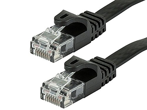 Product Cover Monoprice Cat5e Ethernet Patch Cable - Network Internet Cord - RJ45, Flat,Stranded, 350Mhz, UTP, Pure Bare Copper Wire, 30AWG, 0.5ft, Black
