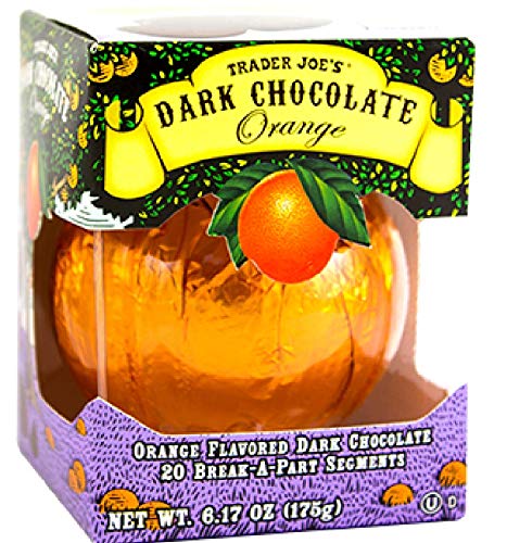 Product Cover Trader Joe's Seasonal All Natural Dark Chocolate Orange with 20 Break-apart Segments / No Artificial Colors or Flavors / No Preservatives