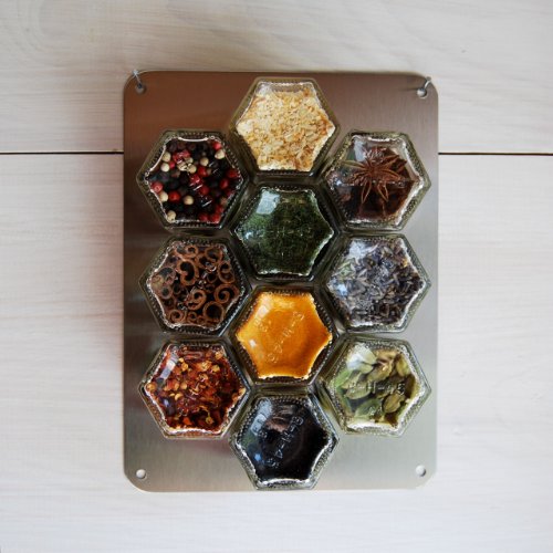 Product Cover Gneiss Spice Stainless Finish Wall Plate Base for Magnetic Spice Jars, Small 6x8 Inches (Jars Not Included)