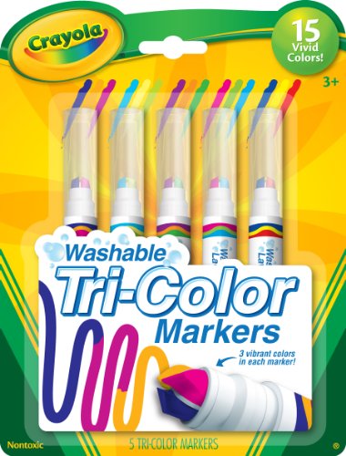 Product Cover Crayola Triple Tip Markers, Washable Markers, 15 Vivid Colors, 5Count