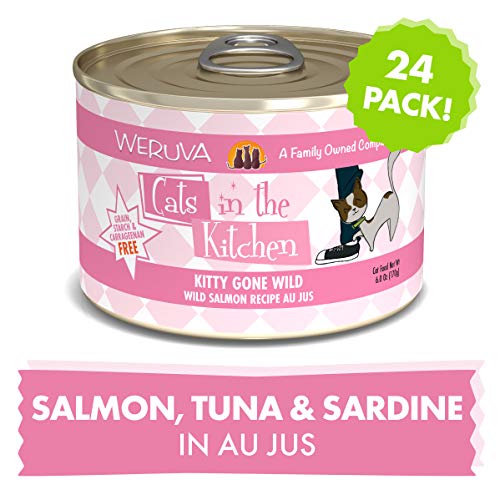 Product Cover Weruva Cats In The Kitchen, Kitty Gone Wild With Wild Salmon Au Jus Cat Food, 6Oz Can (Pack Of 24)