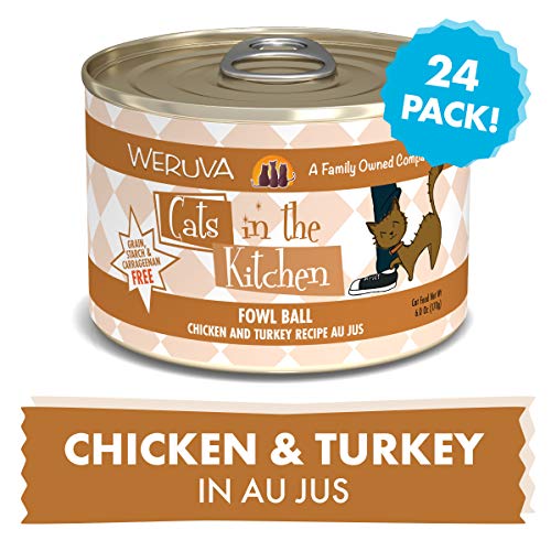 Product Cover Weruva Cats In The Kitchen, Fowl Ball With Chicken & Turkey Au Jus Cat Food, 6Oz Can (Pack Of 24)