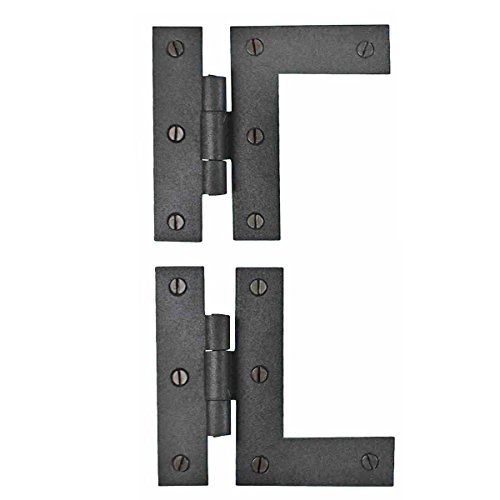 Product Cover Renovators Supply Manufacturing Wrought Iron Cabinet Hinges - Black - Left and Right - Colonial Style - Rust Resistant Finish - Flush Mount