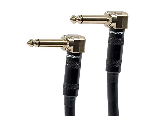 Product Cover Monoprice Premier Series 1/4 Inch (TS) Guitar Pedal Patch Cable Cord - 8 Inch - Black with Right Angle Connectors