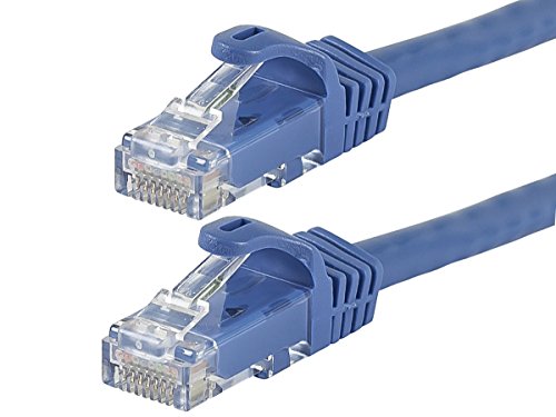 Product Cover Monoprice Flexboot Cat6 Ethernet Patch Cable - Network Internet Cord - RJ45, Stranded, 550Mhz, UTP, Pure Bare Copper Wire, 24AWG, 50ft, Blue