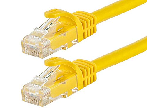Product Cover Monoprice Flexboot Cat6 Ethernet Patch Cable - Network Internet Cord - RJ45, Stranded, 550Mhz, UTP, Pure Bare Copper Wire, 24AWG, 1ft, Yellow - 109837