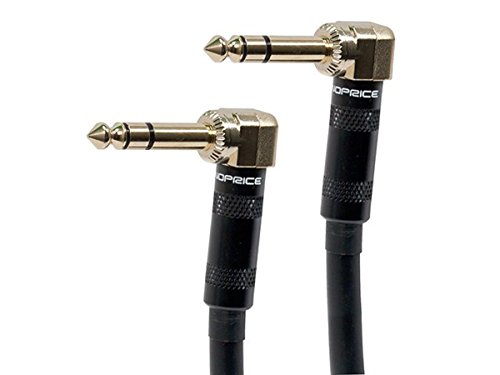 Product Cover Monoprice Premier Series 1/4 Inch (TRS) Right Angle Male to Right Angle Male 16AWG Cable Cord - 6 Feet- Black (Gold Plated)