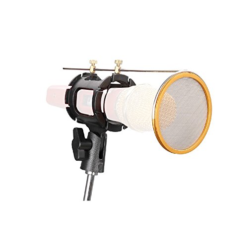 Product Cover CISNO Studio Condenser Mic Microphone Shock Mount With Metal Wind Screen Pop Filter Combo Mask Shield For Recording