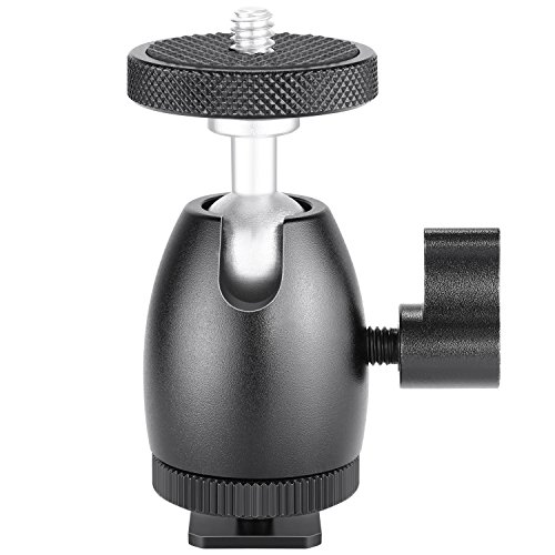 Product Cover Neewer Mini Ball Head 1/4 inch Screw with Lock and Hot Shoe Mount Adapter Compatible with LED Light,Ring Light,Load Up to 4.4 pounds/2 kilograms