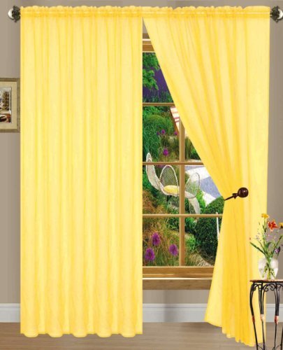 Product Cover Dpnamron Linda Sheer Voile Panel/curtain/drape, 55 x 84-Inches, Bright Yellow