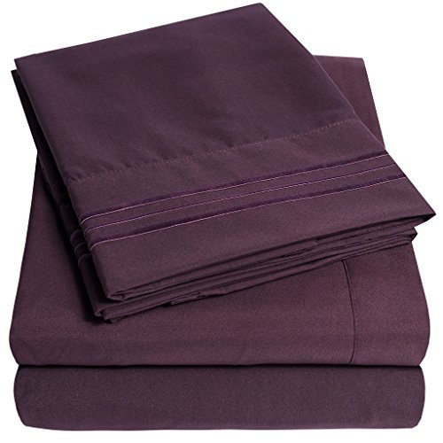 Product Cover 1500 Supreme Collection Extra Soft Queen Sheets Set, Purple - Luxury Bed Sheets Set with Deep Pocket Wrinkle Free Hypoallergenic Bedding, Over 40 Colors, Queen Size, Purple