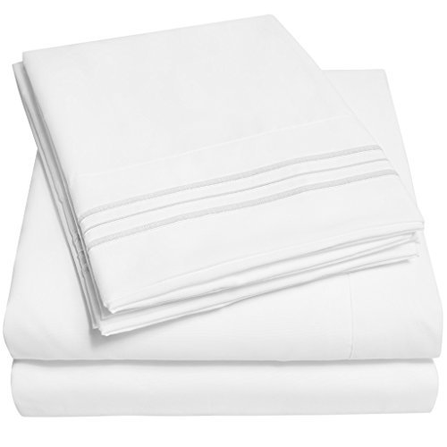 Product Cover 1500 Supreme Collection Extra Soft King Sheets Set, White - Luxury Bed Sheets Set With Deep Pocket Wrinkle Free Hypoallergenic Bedding, Over 40 Colors, King Size, White