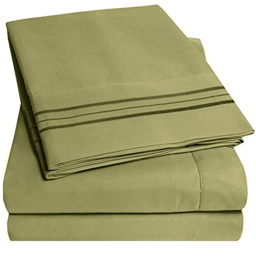 Product Cover 1500 Supreme Collection Extra Soft King Sheets Set, Sage - Luxury Bed Sheets Set with Deep Pocket Wrinkle Free Hypoallergenic Bedding, Over 40 Colors, King Size, Sage