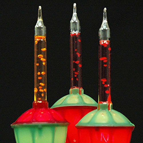 Product Cover Novelty Lights, Inc. Bubble-Set-7 Tradtional Bubble Light and Stringer Set, 4 Orange/3 Red Bubble Fluids, Green Wire, C7/E12 Candelabra Base, 7 Pack