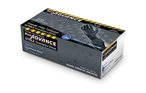 Product Cover Black Advance Nitrile Examination Powder Free Gloves, Black, 6.3 mil, Heavy Duty, Medical Grade, 1000pcs/case, Case of 10 Boxes, 100/box by Diamond Gloves