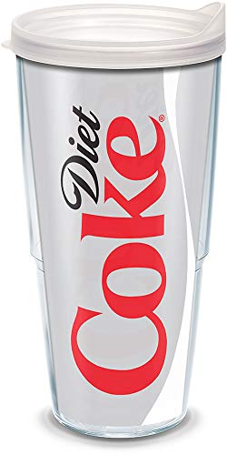 Product Cover Tervis 1069599 Coca-Cola - Diet Coke Tumbler with Wrap and Frosted Lid 24oz, Clear