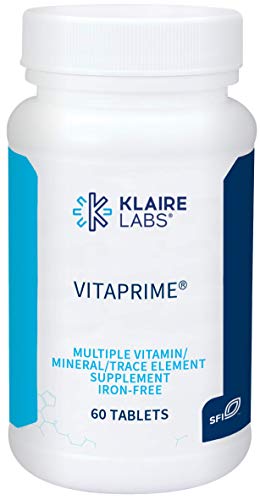 Product Cover Klaire Labs Vitaprime - Twice Daily Iron-Free Multivitamin & Mineral with Metafolin Folate (60 Tablets)