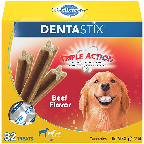Product Cover PEDIGREE DENTASTIX Large Dental Dog Treats Beef Flavor, 1.72 lb. Pack (32 Treats)