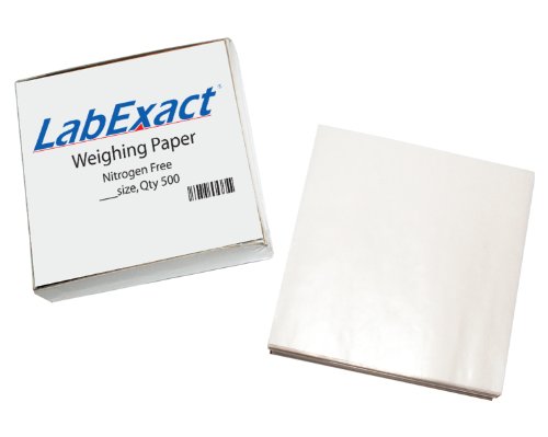 Product Cover LabExact 1200158 W33 Cellulose Weighing Paper Sheet, Nitrogen Free, Non-Absorbing, High-Gloss, 3 x 3 Inches (Pack of 500)