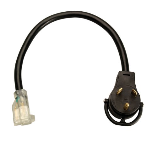 Product Cover Coleman Cable 095449008 14/3 STW 30 to 15-Amp RV Adapter Extension Cord with Lighted End, 18-Inch, Black