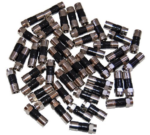 Product Cover 50-Pack RG6 Quad Compression Connectors PPC EX6XL Approved for Most Satellite or Cable Coax