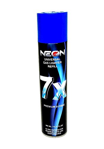 Product Cover Neon 7X Butane 300ML - New Fuel - Metal Refill Tip - Additional 5 Adaptor Tips
