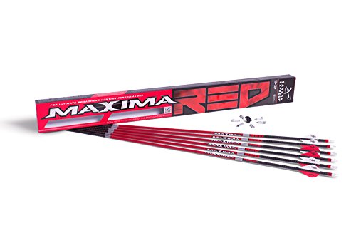 Product Cover Carbon Express Maxima RED Fletched Carbon Arrows with Dynamic Spine Control and Blazer Vanes, Size 350, 6-Pack