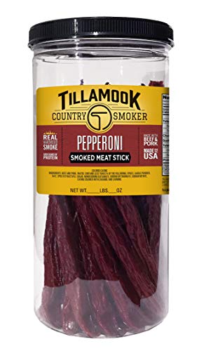 Product Cover Tillamook Country Smoker Real Hardwood Smoked Pepperoni Sticks Releasable Jar, 20 Count