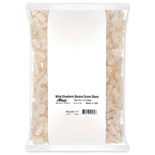 Product Cover Albanese Candy White Strawberry-Banana Gummi Bears 5 Pound Bag, Gummi Candy, White Strawberry-Banana Flavored Gummy Bears, Gluten Free Dairy Free Fat Free