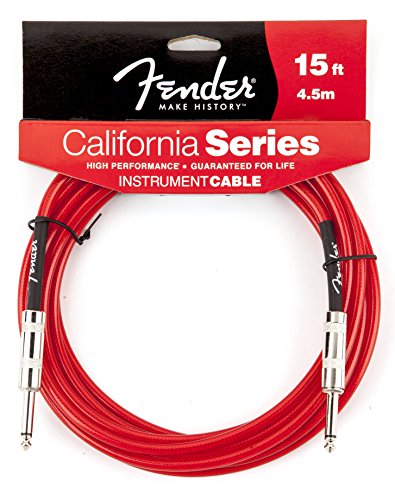 Product Cover Fender California Series Instrument Cable for electric guitar, bass guitar, electric mandolin, pro audio - Fiesta Red - 15'
