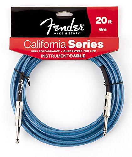 Product Cover Fender California Series Instrument Cable for electric guitar, bass guitar, electric mandolin, pro audio - Daphne Blue - 20'