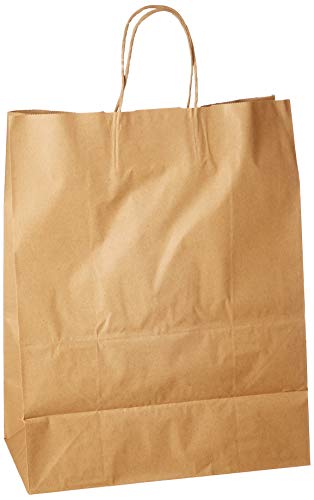 Product Cover Generic Natural Kraft Paper Retail Shopping Bags with Rope Handles, 13 x 7 x 17 Inches, 50 Count